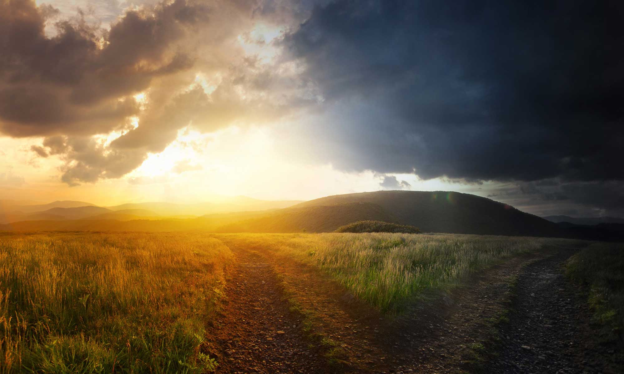 sunset over mountains